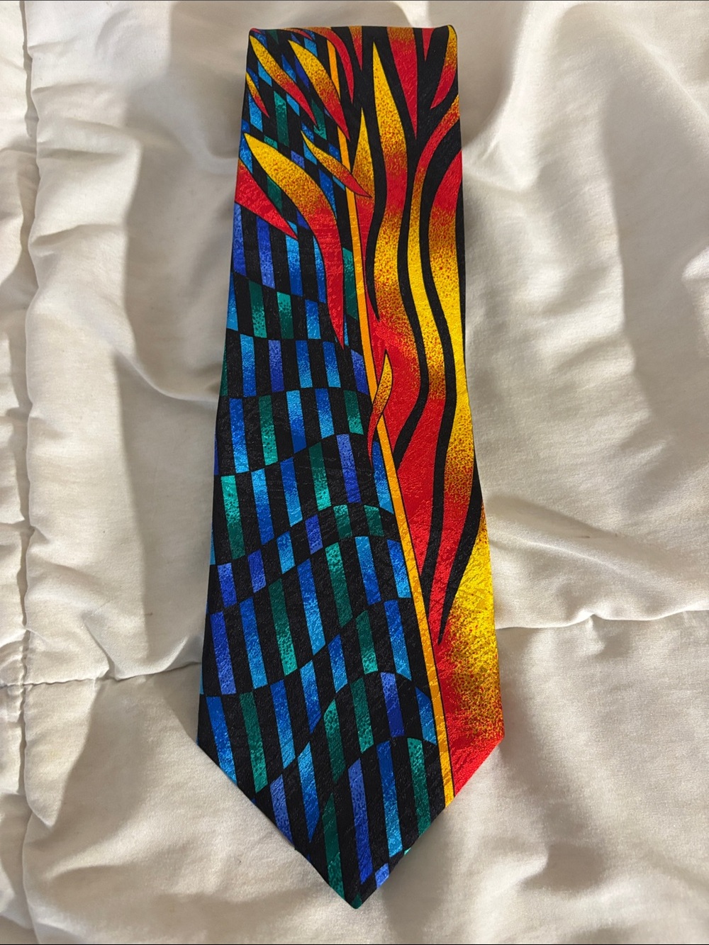 Vintage Rush Limbaugh Men's 100% Silk Multicolor Geometric Tie